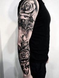 Image result for Rose Sleeve Tattoo Drawing Designs for Men