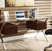 Image result for Glass and Wood Desk