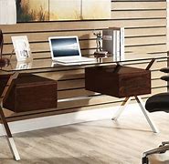 Image result for Wooden Desk with Glass Top