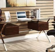 Image result for Glass Office Desk with Drawers