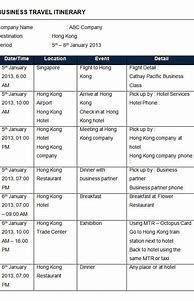 Image result for Sample Itinerary Word