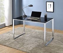 Image result for Black Glass and Metallic Desk