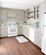Image result for Grey Cabinets White Appliances