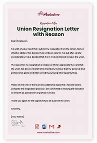 Image result for Resign From Union Letter