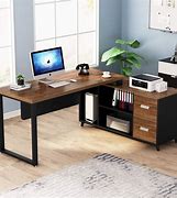 Image result for L-shaped Wood Office Desk