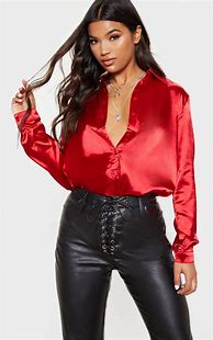 Image result for Red Satin Blouse
