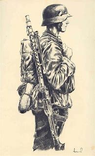 Image result for WW2 German Soldier Pencil Drawing