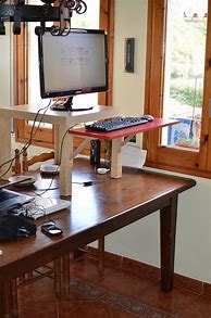 Image result for Sit to Stand Ash Wood Desk