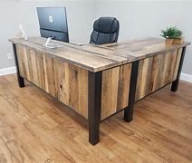 Image result for L-shaped Wood Desk