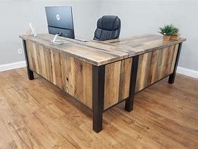 Image result for Rustic L-shaped Corner Desk