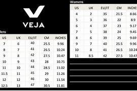 Image result for Veja Shoe Size Chart