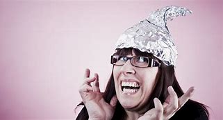 Image result for Woman Wearing Tin Foil Hat