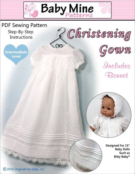 Baby Mine Christening Gown Doll Clothes Pattern 15 inch Bitty Baby  