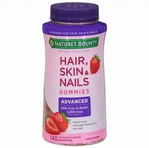 Image result for Nature's Bounty, Optimal Solutions, Hair, Skin, & Nails, Strawberry, 140 Gummies