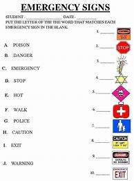 Image result for Safety Signs Matching Worksheet