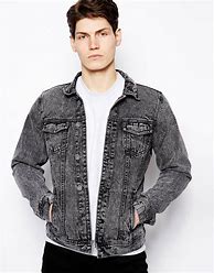 Image result for Men's Grey Denim Jacket