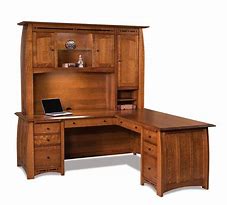 Image result for L-shaped Wooden Desk with Hutch