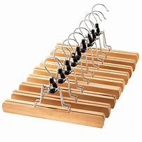 Image result for Wooden Skirt Hangers with Clips