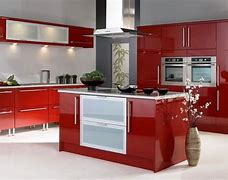 Image result for Dark Red Kitchen Cabinets