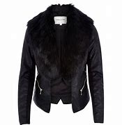 Image result for Black Leather Jacket with Fur