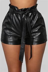 Image result for Black Faux Leather Shorts