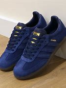 Image result for Adidas Blue Suede Shoes Green Stripes