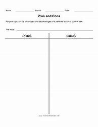 Image result for Double Pros and Cons Worksheet