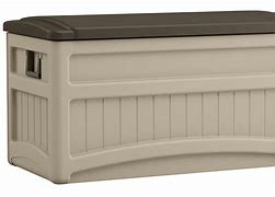 Image result for Suncast 24 In. W X 24 In. D Brown Plastic Deck Box With Seat 73 Gal