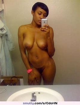ebony selfie purplehair nude BathroomMirror sexy