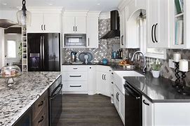 Image result for Kitchen with Black Appliances Stainless Pics