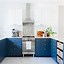 Image result for Light Blue Kitchen White Cabinets