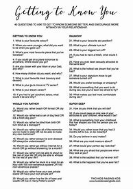 Image result for 50 Questions to Get to Know Someone