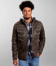 Image result for Brown Leather Hooded Jacket