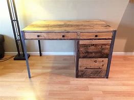 Image result for Small Wood and Metal Desk