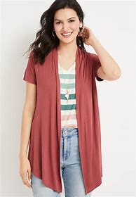 Image result for Maurices Womens Solid Short Sleeve Waterfall Front Cardigan Pink - Size Small