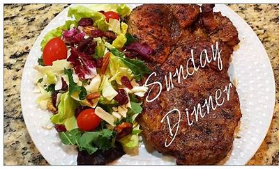 Image result for pic dinner table pork, steak, chicken