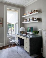 Image result for Desk with Floating Shelves Above