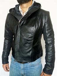 Image result for Leather Jacket Hoodie Men Black
