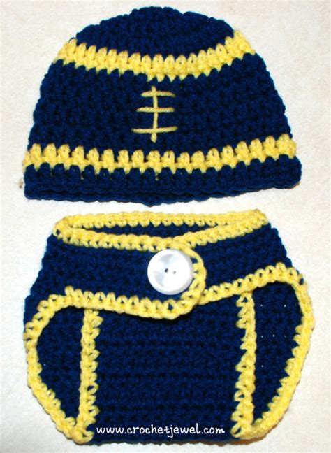 Crochet Baby 0  3 Months Football Hat and Diaper Cover ~ FREE Crochet  