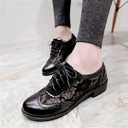 Image result for Womens Lace-Up Oxford Flats By Ellos In Black (Size 10 M)