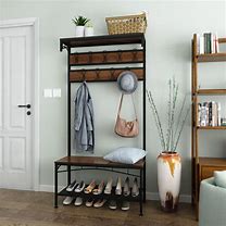 Image result for 1 X Metal Entryway Storage Bench with Coat Rack