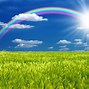 Image result for Blue Sky with a Sun with Rainbow