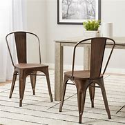 Image result for Metal Dining Room Chairs with Leather Cushion