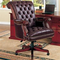 Image result for Mid-Back Brown Leather Desk Chair
