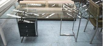 Image result for Glass-Topped Desk with Drawers