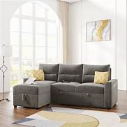 Image result for Merax Reversible Sleeper Sofa Bed With Storage Chaise And Two Cupholders - Blue