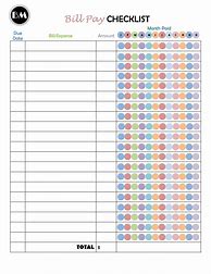Image result for Bill Pay Checklist Printable
