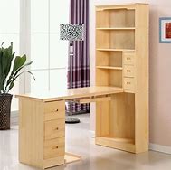 Image result for Wood Computer Desk with Bookcase