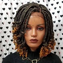 Image result for Dreadlock Wig For Black Women 2021 New Roll Short Curly Braided Twist Wigs Fashion Synthetic Curly Wigs Black Hair (T1B30)