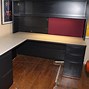 Image result for Metal Office Desk with Locking Hutch and Drawers